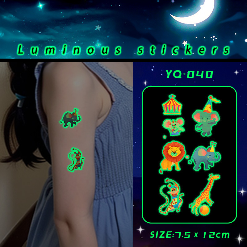 Luminous Lion Elephant Tattoo Sticker Men and Women's Children Waterproof Lasting High Sense Arm Shoulder Pattern Sticker