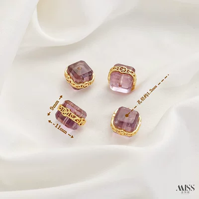 thick silver, angel and osmanthus drop-shaped | Zərgərlik ara hissələri - gold-natural-amethyst-square-shaped-wealth-attracting-bead-1-piece