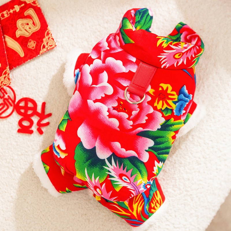 Perro de otoño e invierno, bolsillo de algodón acolchado cálido grueso, chaqueta acolchada de algodón de cuatro patas, gato Teddy Bichon, ropa para perros