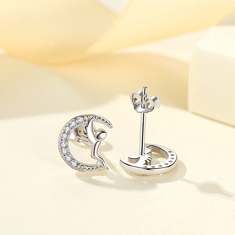Plata de ley s92 mayo Bright Angel Stud pendientes de mujer transfronteriza Mori estilo coreano simple pendientes pequeños al por mayor