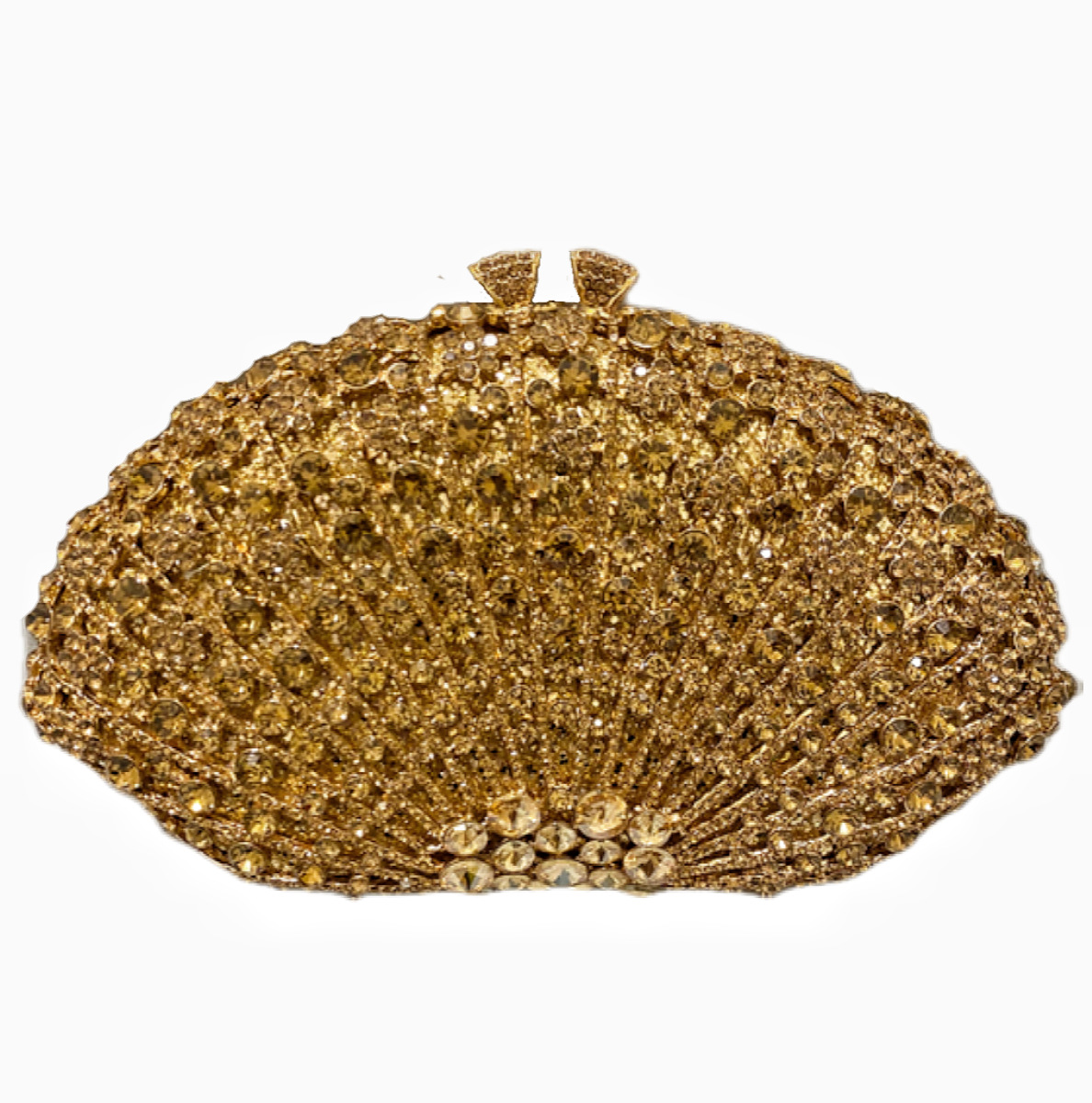 Bolsa de cena con diamantes en forma de ventilador transfronteriza bolsas de diamantes metálicas huecas bolsas de fiesta celebridades europeas y americanas reuniones anuales bolsas de mano de mujeres púrpura oscuro
