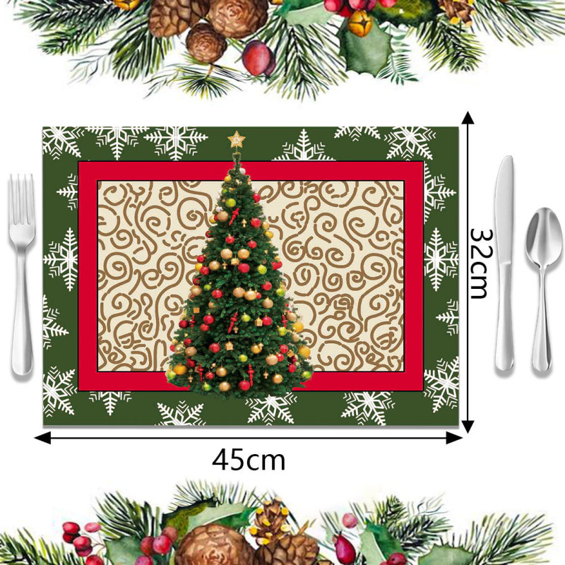 売れ筋のクロスボーダークリスマスデコレーションプレースマット、新しいホリデー食器断熱マット、リネン防汚洋食プレースマット|undefined