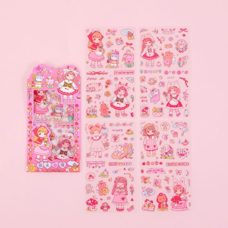 漫画ハニーソースガールステッカーかわいいガーリーハート防水ペットキャラクター装飾ステッカー DIY ハンドブック素材ステッカー|undefined