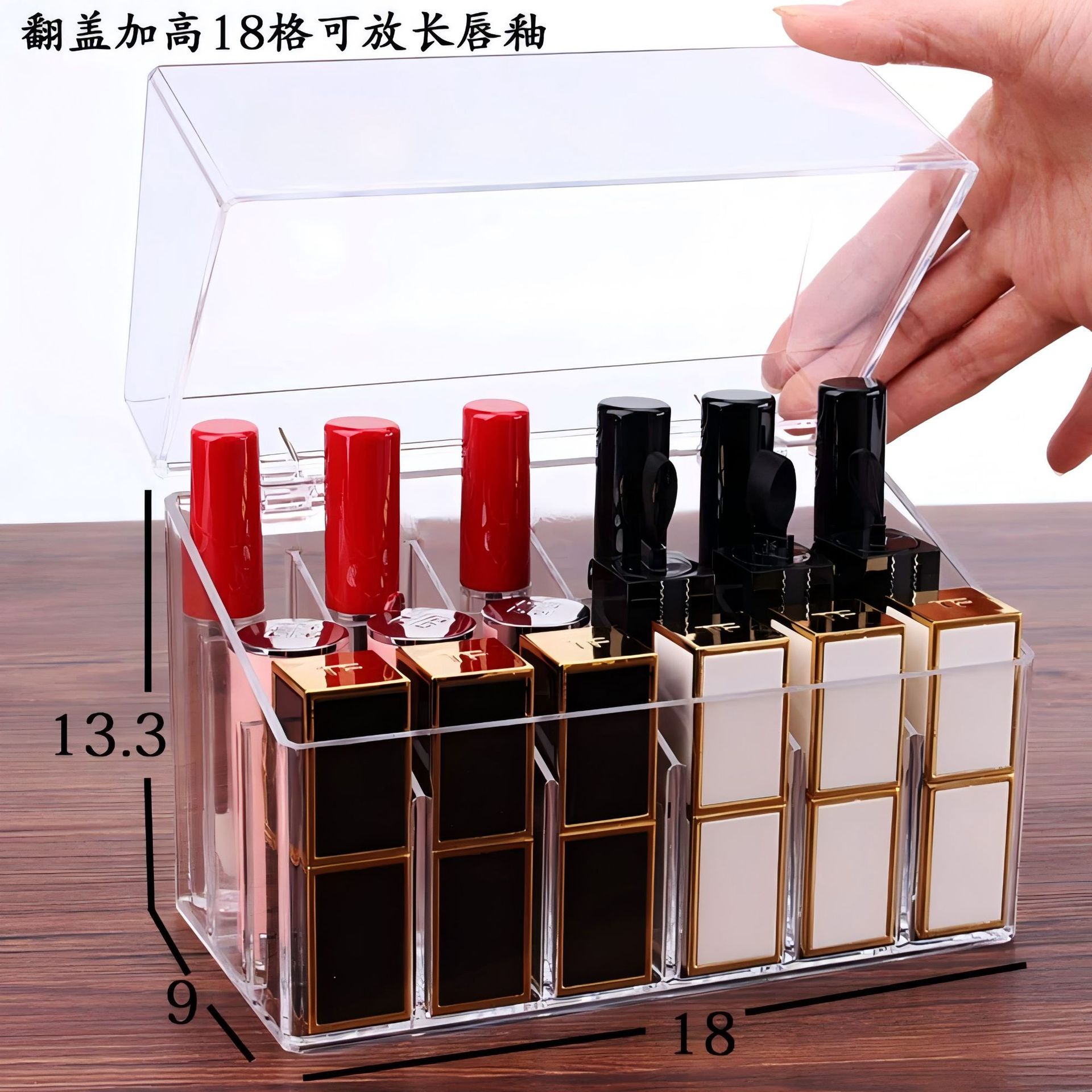 Lipstick Display Stand Organizer Box for Girls, Transparent Lipstick Rack for Desktop, Bedroom Storage Rack, Plastic Cosmetics Storage Box