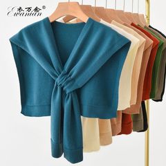 针织披肩外搭交叉款打结坎肩办公室空调房护颈椎搭肩围巾简约风