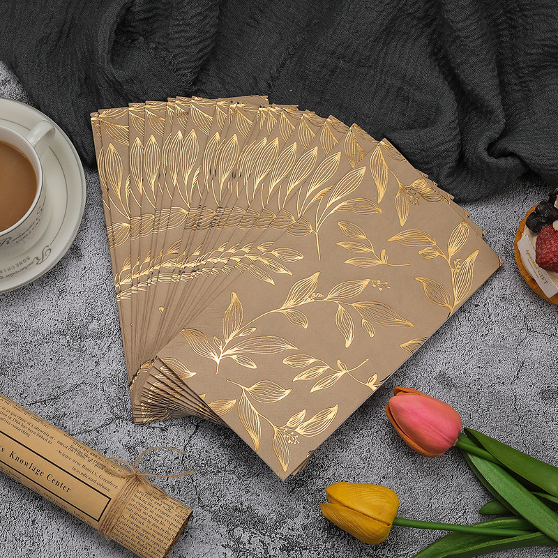 Gold Leaf Napkin Printed Square Napkin Party Napkin High-End Restaurant Disposable Napkin Gold Leaf Napkin Printed Square Napkin Party Napkin High-End Restaurant Disposable Napkin