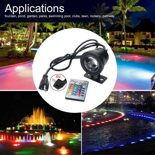 Outdoor fountain light AC 85~265V RGB remote control black silver with plug pond light fountain light
