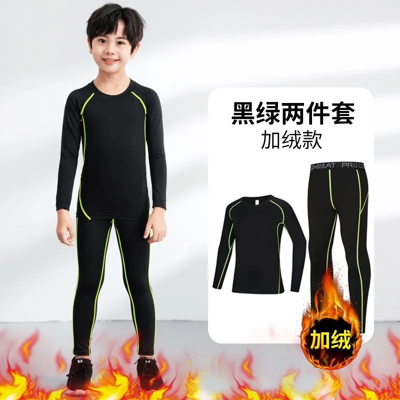 [fleece] green line long sleeves + trousers