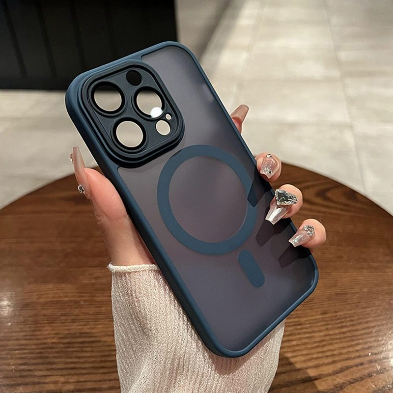 Чехол для телефона (Apple iPhone 16/16 Pro/16 Pro Max), матовая кожистая на ощупь магнитная защита, защитник объектива