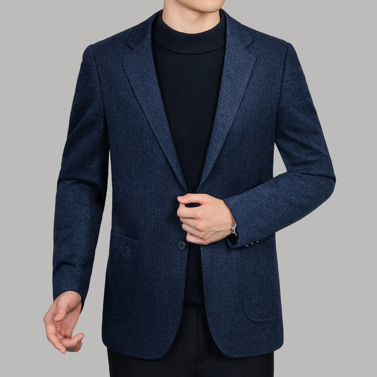 品牌高档男士羊毛西服商务休闲会谈中年男式单西免烫男装毛呢外套