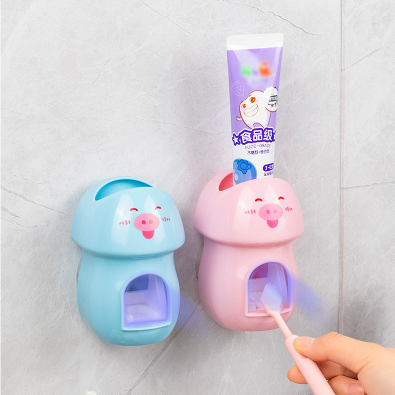 子豚歯磨き粉絞り器クリエイティブ漫画子供用歯ブラシ収納ラックパンチフリー歯磨き粉ホルダースクイーザー歯ブラシ|undefined