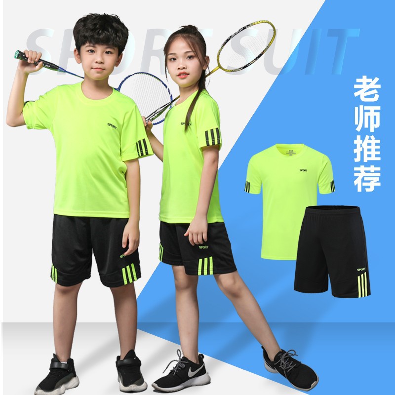 Children's Badminton Sports Suit Boys Short-Sleeved T-Shirt Women's Running Training Table Tennis Tennis Clothing
