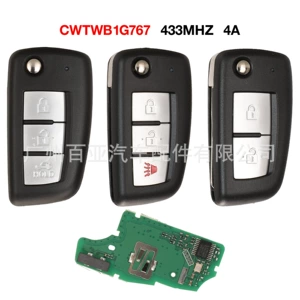 Nissan Qashqai 2/3 düyməli 433Mhz 4A Cwtwb1G767 pultlu avtomobil açarı