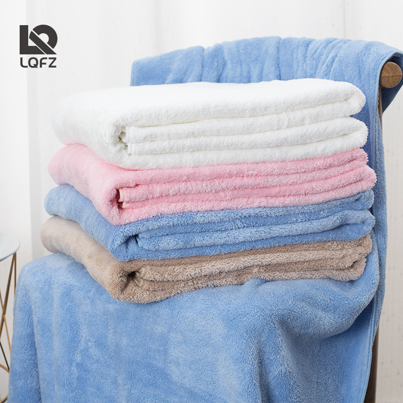 Large bath towel high density coral velvet 100*140 thickening strong water absorption solid color home hotel bath adult model