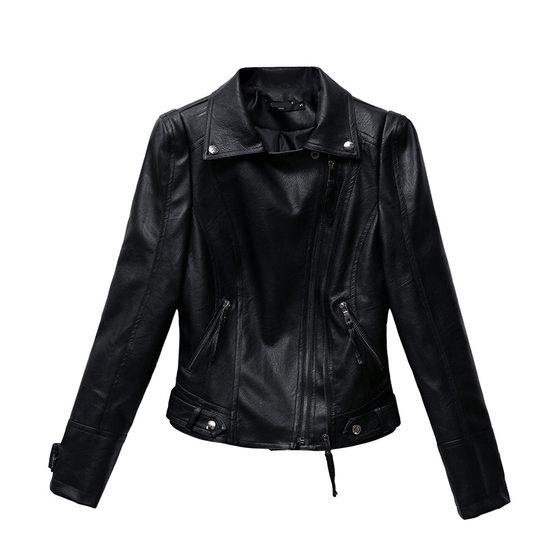 Amazon Fashion Leather Women's Slim-fit Korean Style Small Jacket Motorcycle Autumn Casual Slim-fit Short PU Leather Jacket Trendy