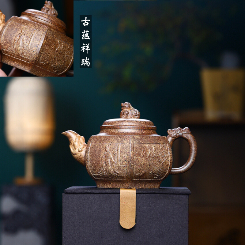 A six-sided teapot, Yixing zisha teapot manufacturer, wholesale, dropshipping tea set, cross-border live streaming gift, WeChat supplier