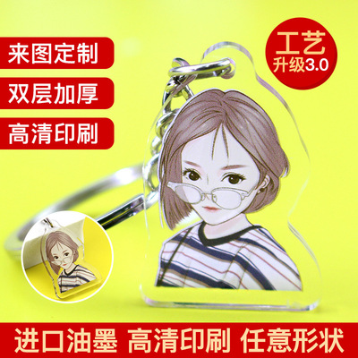 现货亚克力钥匙扣动漫卡通动漫钥匙链 双面透明挂件 明星周边挂件