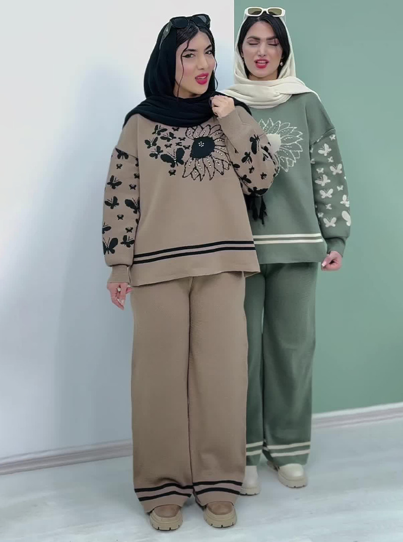 Women's Knitted Two Piece Suit Baseball Style Casual Set_voghion.com