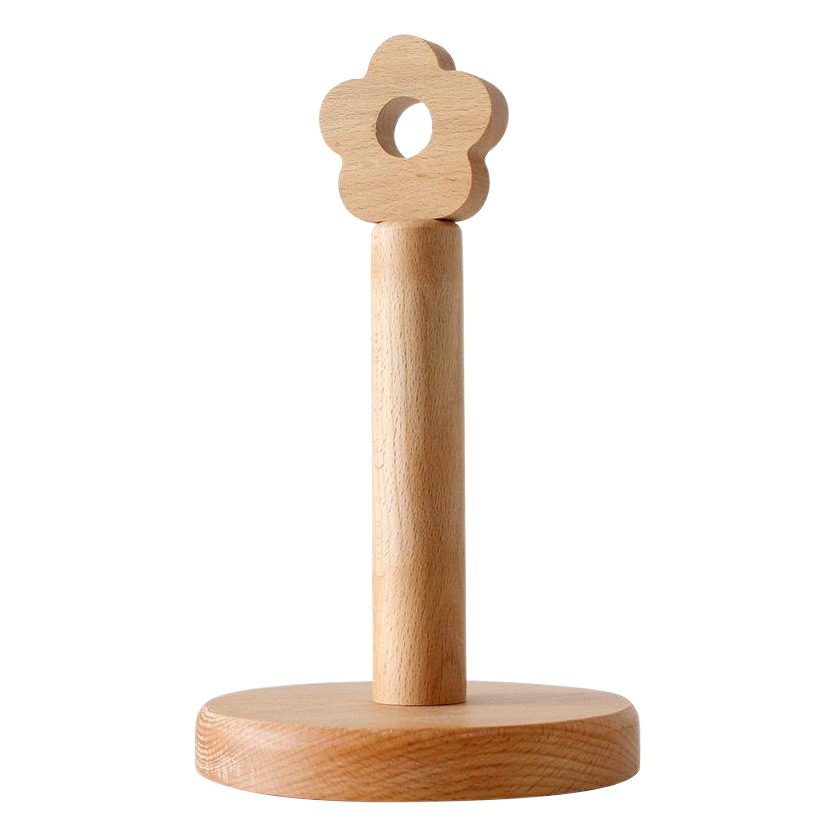 De estilo japonés creativo cocina de papel estante vertical de Haya de almacenamiento rollo estante de papel pequeña flor perezoso estante de trapo en stock alta