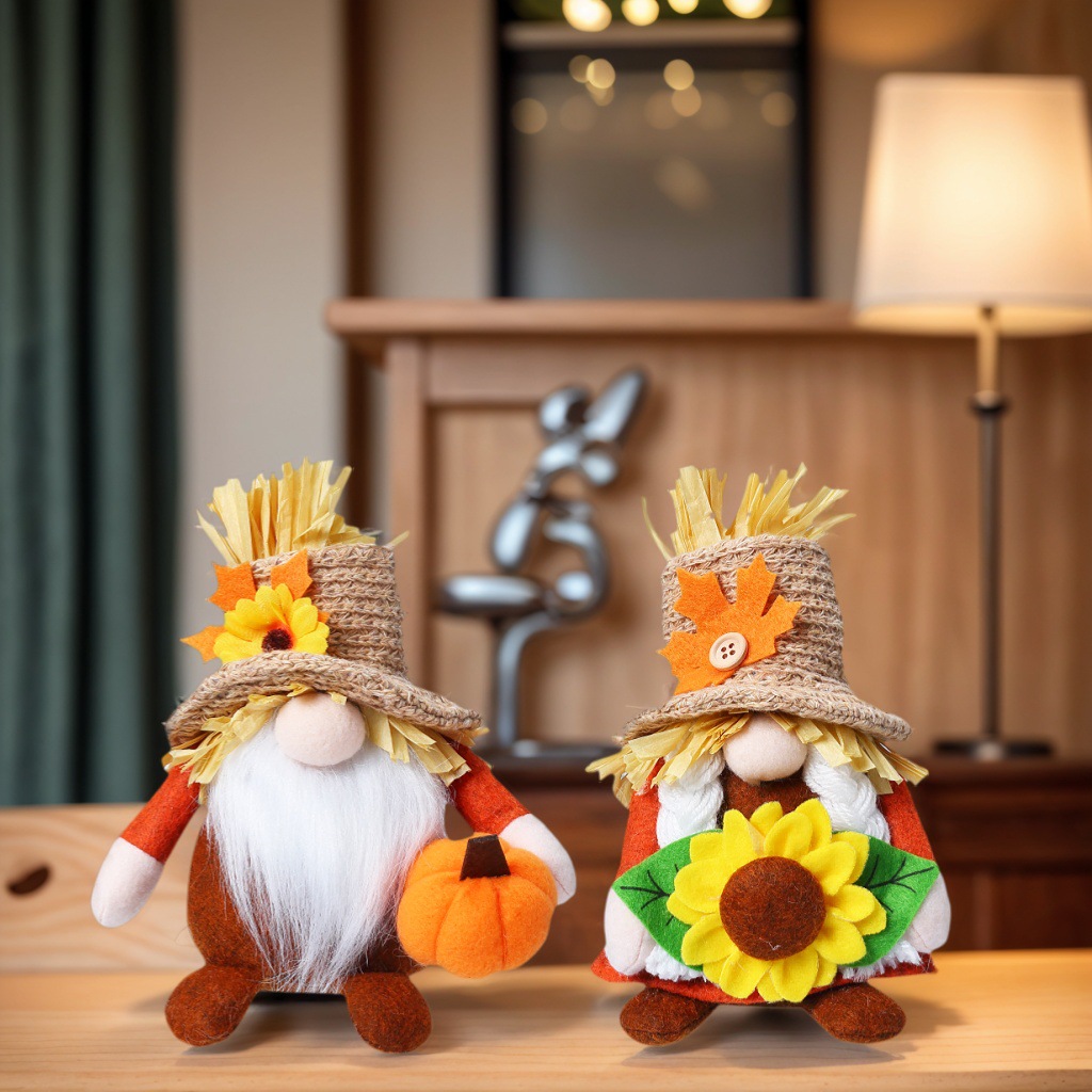 Nuevo Día de Acción de Gracias transfronterizo Espantapájaros Festival de la cosecha Decoración Muñeca sin rostro Muñeca Calabaza Hoja de arce Rudolph Adornos