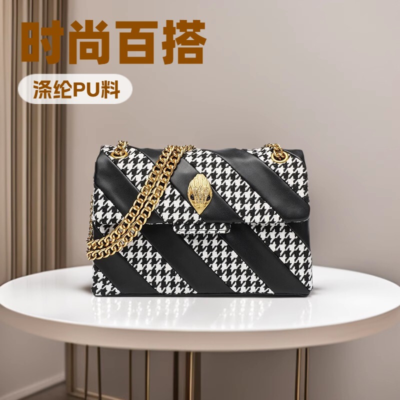 Kurt Geiger Women's Bag, Chain Bag, Eagle Head Bag, Shoulder Bag, Crossbody Bag, Small Square Bag, Crossbody Plaid Bag