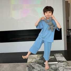 2025新款睡衣夏季儿童中大童短袖冰丝家居服套装夏装薄款两件套潮