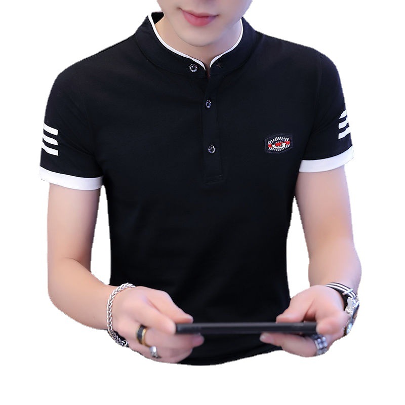 2025 verano nuevo estilo camiseta de manga corta para hombres versión coreana de cuello alto camisa POLO camisa de fondo de tendencia para hombres tops para hombres