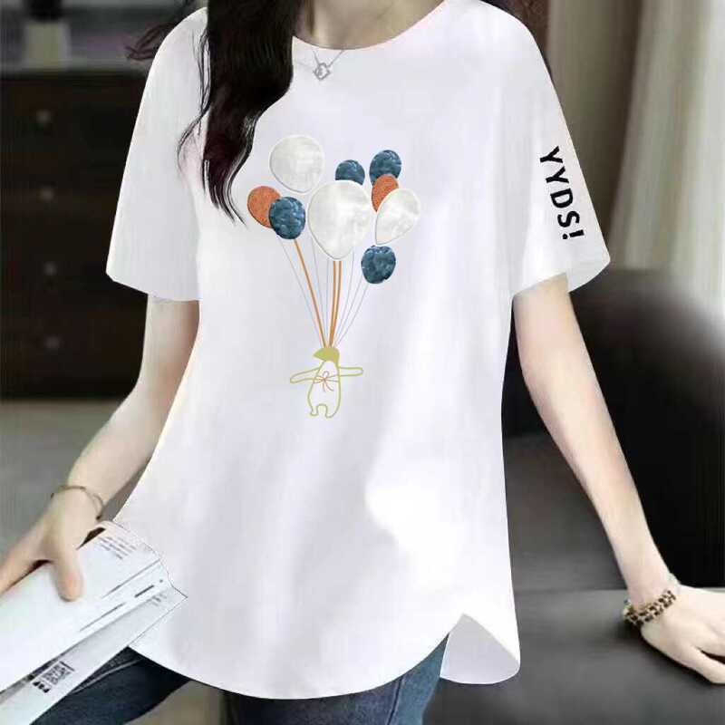 Clearance Tail List Big Brand Cut Label for Mother plus size Middle-aged and Elderly Fashionable Wear Tops T-shirt Women's Short Sleeve