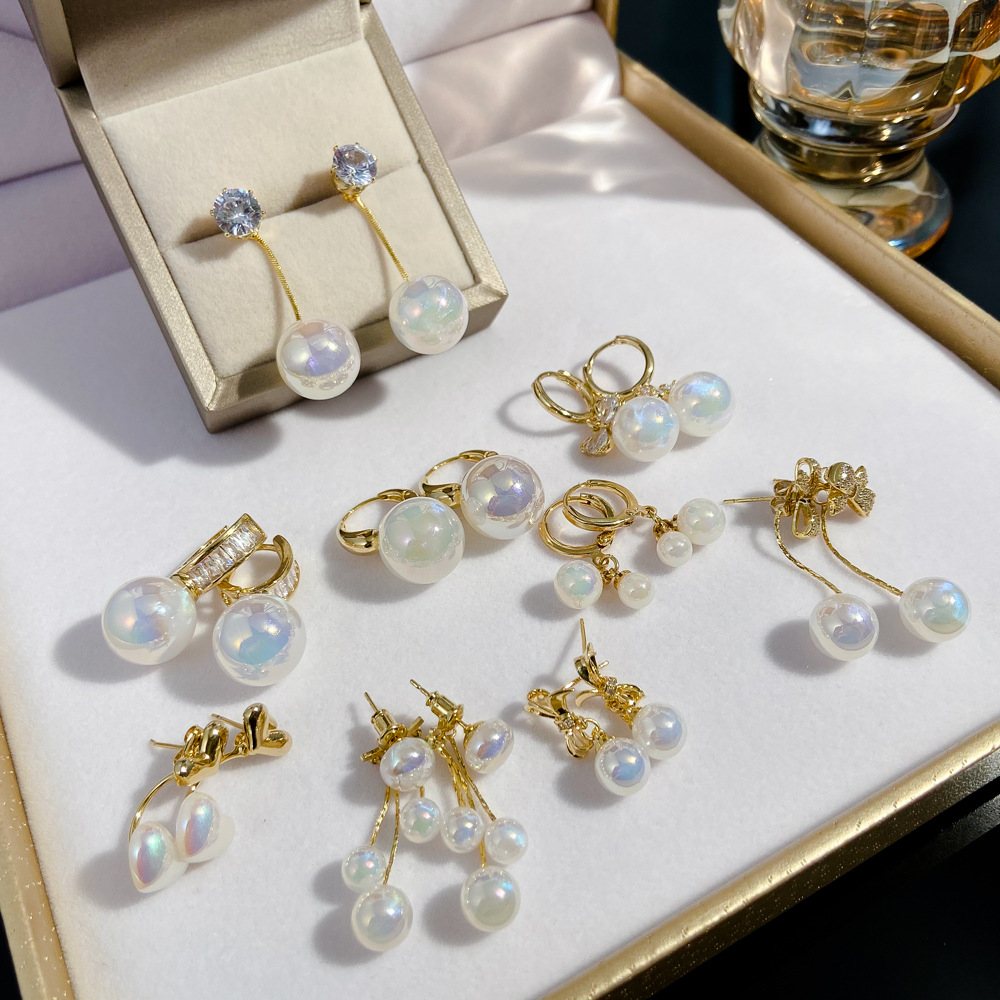 925银针真金电镀人鱼姬珍珠耳环韩版长款流苏时尚一款多戴耳钉女