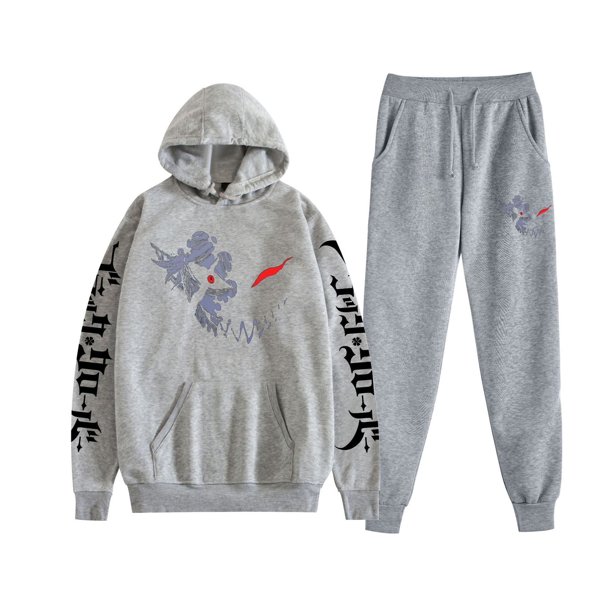 Comercio exterior nuevo estilo riman negro trébol de cuatro hojas Black Clover suéter con capucha corsés traje de dos piezas