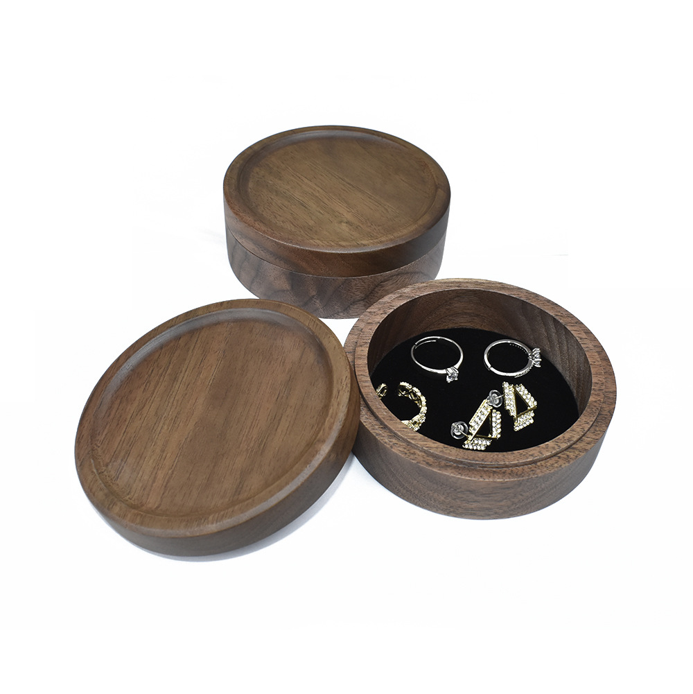 胡桃木实木珠宝盒创意首饰盒戒指盒木制可爱求婚戒包装盒