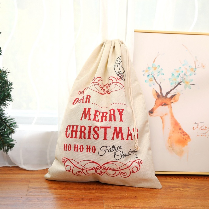 新しいクリスマスの大きいサイズのデジタル印刷の綿布の麻布の紐引きのポケットのサンタクロースの大容量のプレゼントの収納袋|undefined