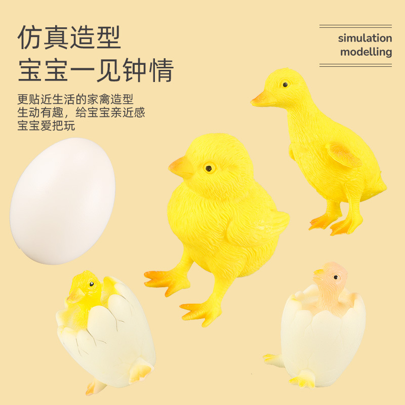 Simulated Poultry Eco Chicken and Duck Early Education Model Set for Amazon with Whistle, Children's Toy, Dropshipping One Piece