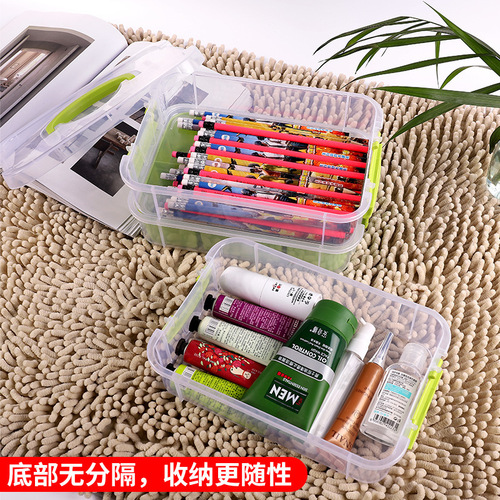 Building Block Sorting Children's Toy Storage Box Small Particles Divided Transparent Three-Layer Handheld LEGO Box Organizing Cabinet