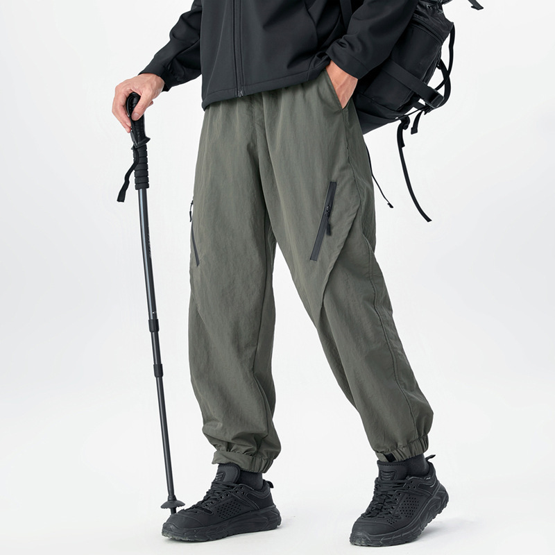 Spring and Autumn Japanese Tooling Pants Men's and Women's Trendy Brand Three-proof Charge Pants Couple's Outdoor Elastomic Leg-tied Sports Pants