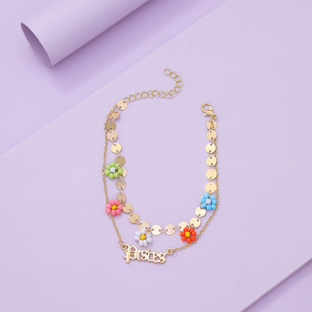 Wholesale Creative Beads Flower Letter Constellation Anklet Nihaojewelry display picture 3