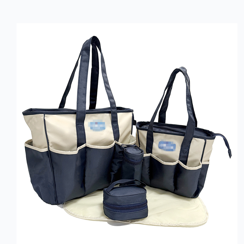 Conjunto de Cinco Piezas de Bolsa Maternal Acolchada con Diseño de Cuadros, Bolsa Maternal Multifuncional de Gran Capacidad para Guardar Pañales, de Hombro o Cruzada