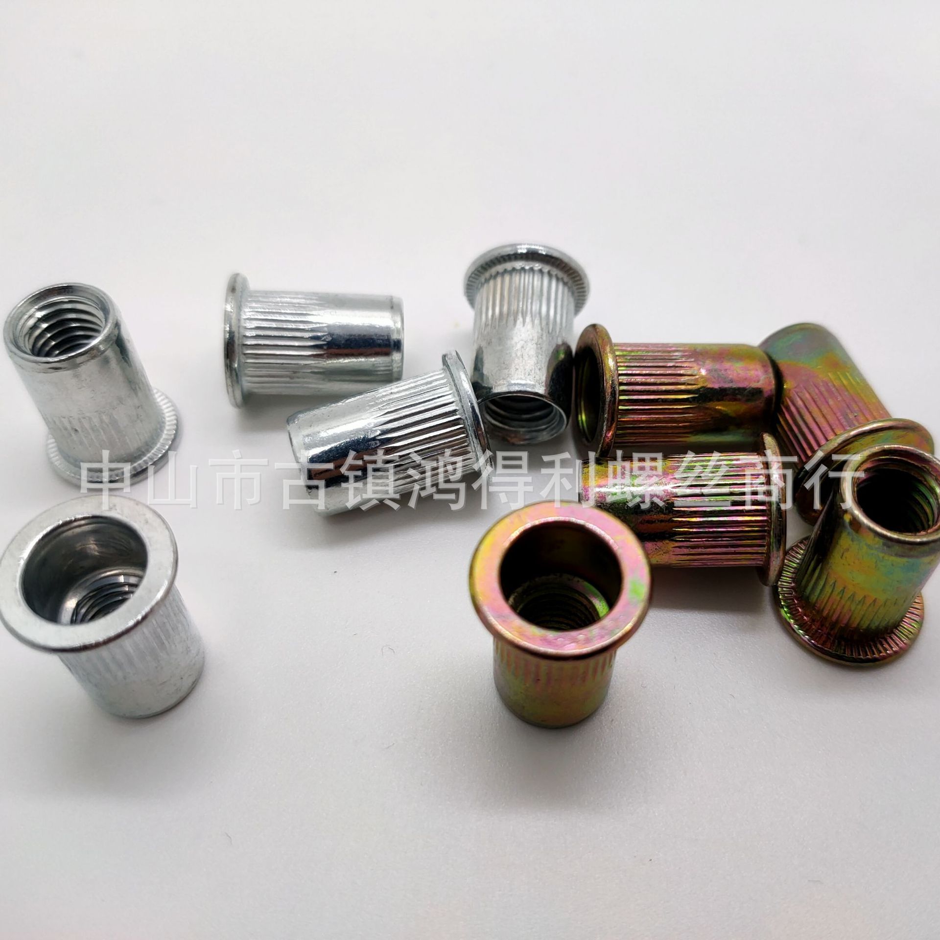 M3-M12铁拉铆螺母 不锈钢拉母 平头柱纹铆螺母  拉母 镀彩
