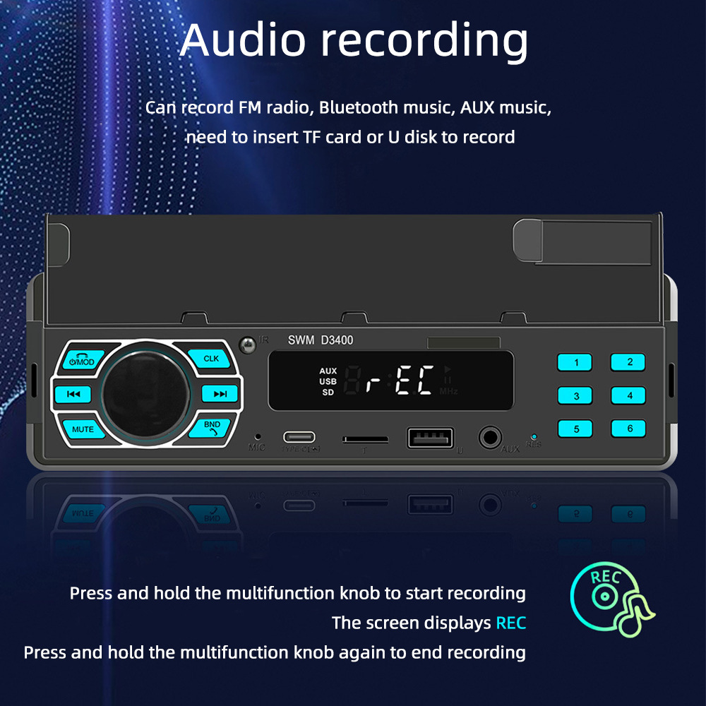 12V Universal Single-Cylinder Mp3 Mobile Phone Holder Positioning Car Bluetooth Fm Radio USB Card Player