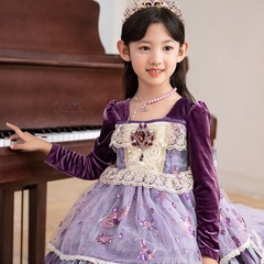 2023紫色大拖尾洛麗塔紫色星河重工大拖尾可以拆卸在逃公主裙禮服