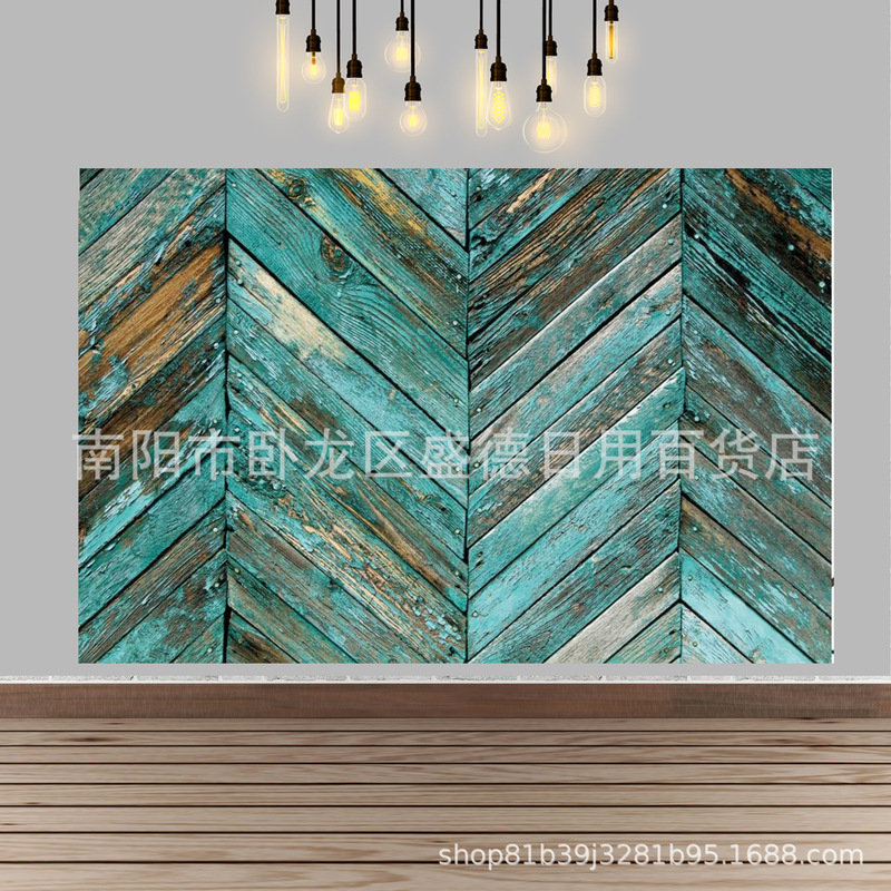 Foreign trade shabby green oblique wood board pattern photo shooting background newborn adult children portrait photography background cloth