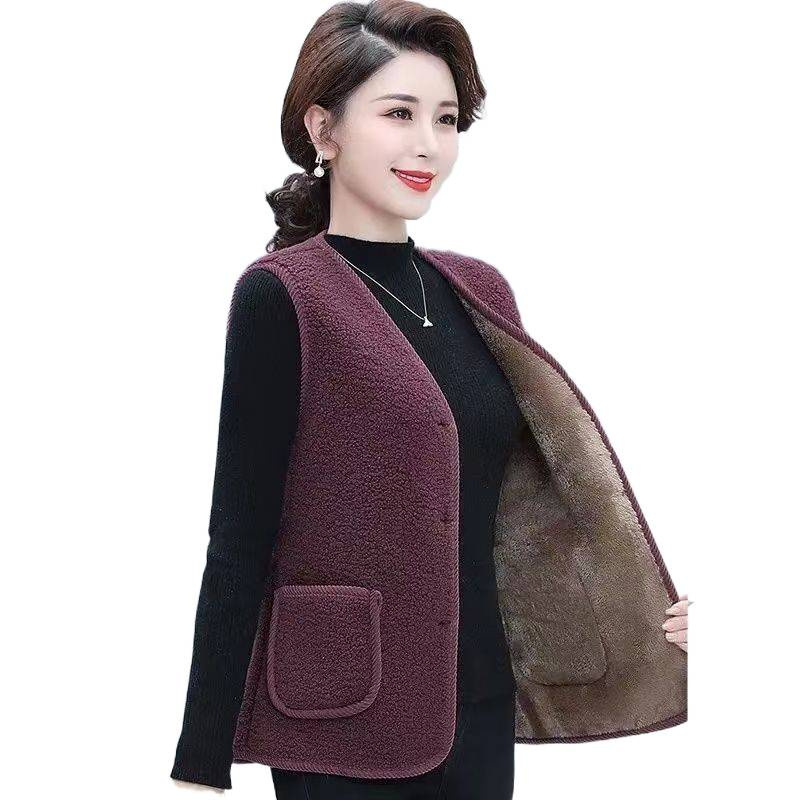 秋冬女士马甲背心坎肩外套皮毛一体羊羔毛百搭马夹2025宽松秋冬款|undefined