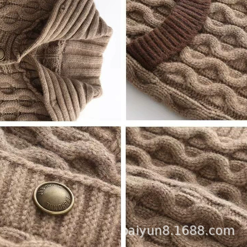 Объемный knitted retro кардиган, демисезонный длинный свитер для отдыха, корейский стиль