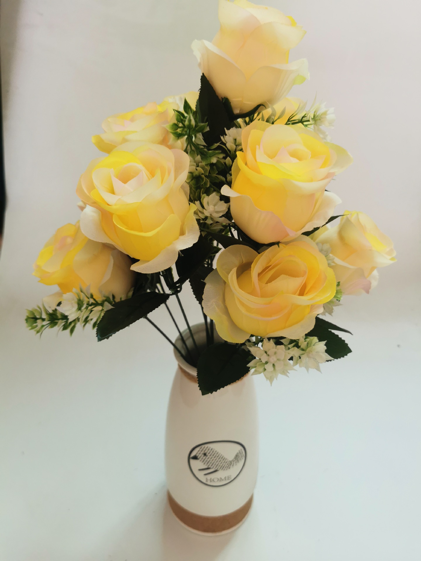 12 capotones de rosa imitación de flores de seda hechas a mano