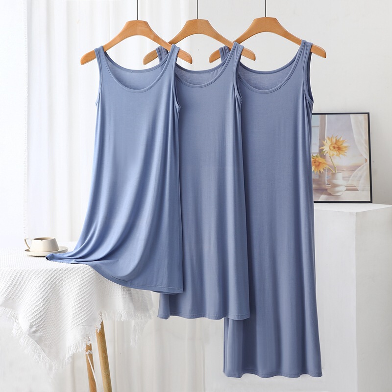 2024 Summer New Modal Vic Dress Women's Slim-fit Slimming Three-length Base Dress Solid Color Sleeveless Dress 2024 Summer New Modal Vic Dress Women's Slim-fit Slimming Three-length Base Dress Solid Color Sleeveless Dress