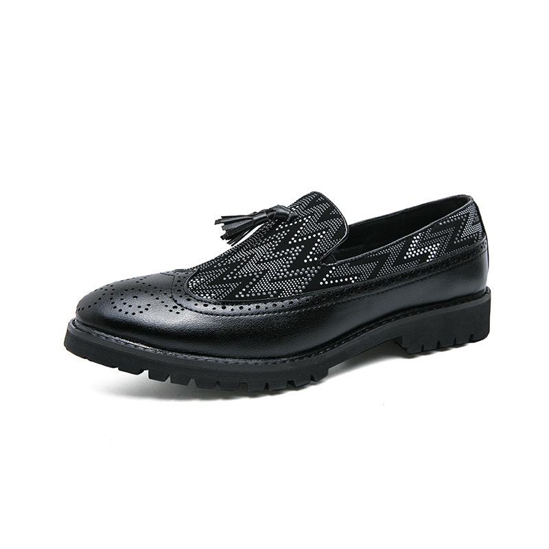 Cross-border hombre casual bajo bloque tallado punta pequeña zapatos de cuero de tamaño 46 británicos zapatos de pedal Lefour image 6