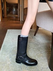 現品秒発! ブドウのお母さんの同じベルトは本革の中筒の靴の女性の秋冬の太いです。