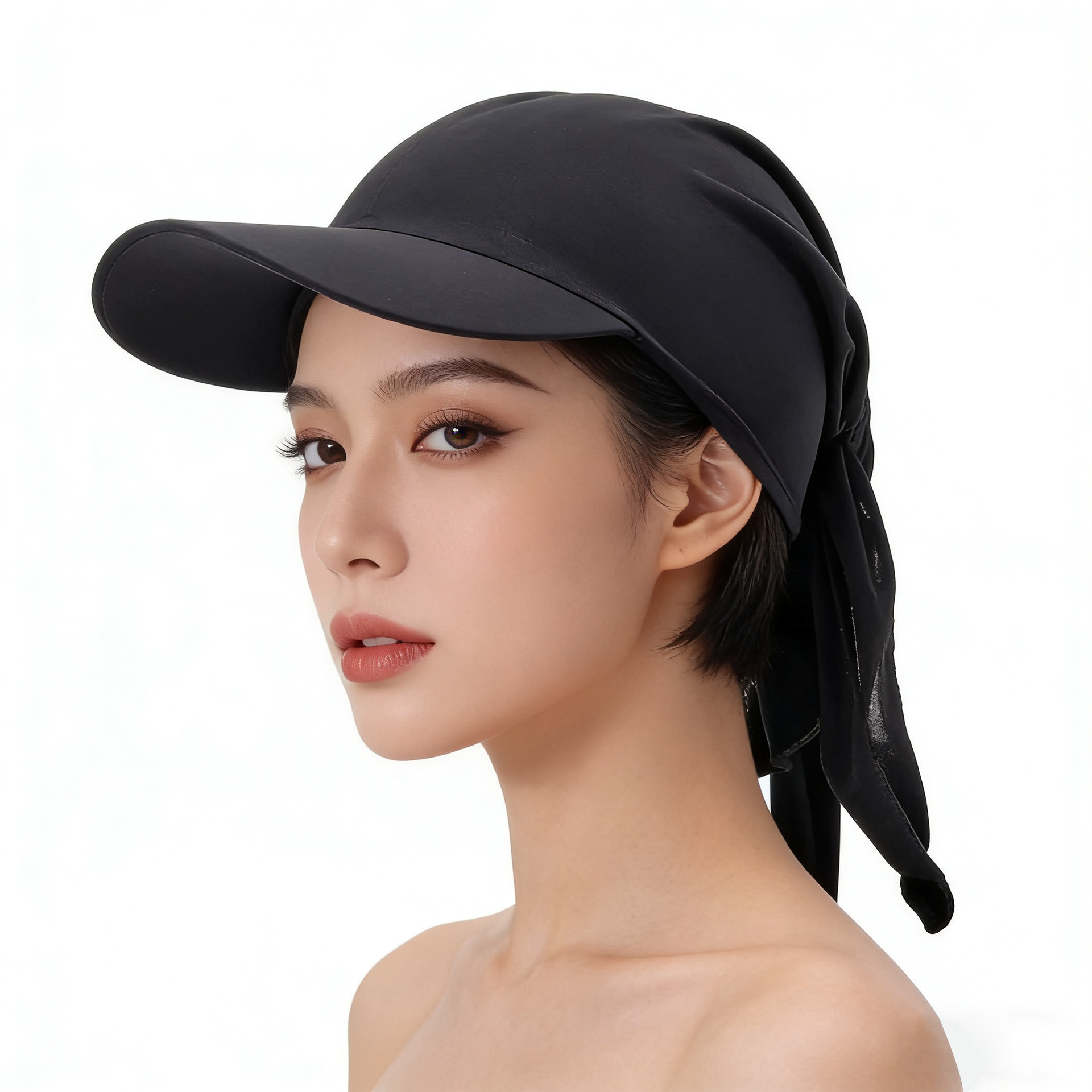 European and American New Multi-Color Pleated Bow Hat Solid Color Fashion Strap Brim Hat Tail Women's Turban Hat Ready for Sale