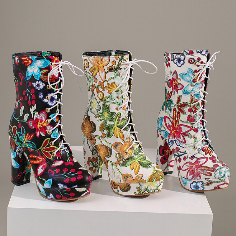Bohemian Style Short Boots Women's Boots Cross-Border Foreign Trade Dropshipping Large Size Women's Boots Independent Station Women's Shoes Factory Wholesale