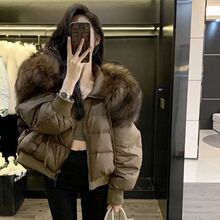 可拆卸大貉子毛领羽绒服女冬季新款小个子短款貉子毛加厚外套